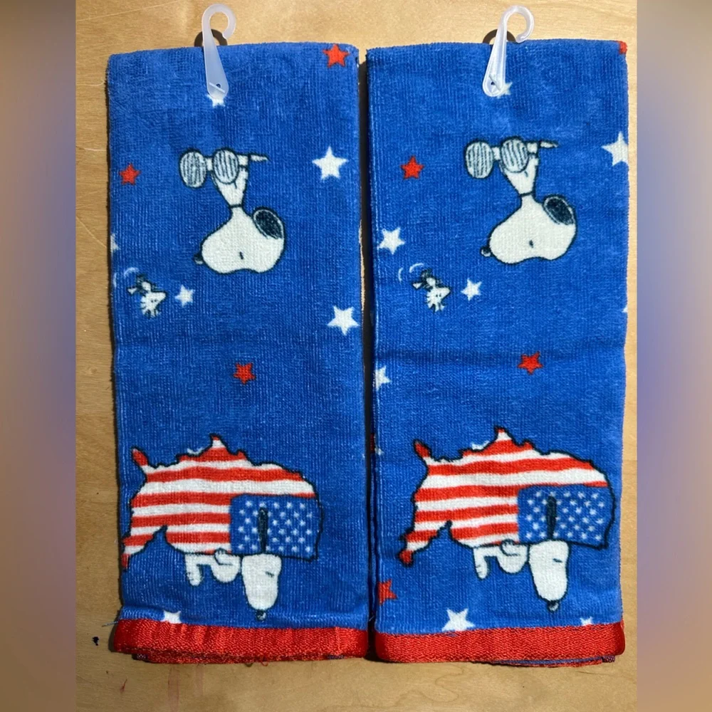 Peanuts Snoopy & Woodstock Red, White & Blue U.S.A. Hand Towel, set of 2, NWT